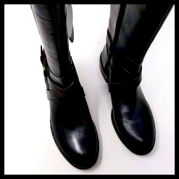 INC International Concepts Leather Closed Toe Knee High Riding Boots Dark Brown - Picture 9 of 10